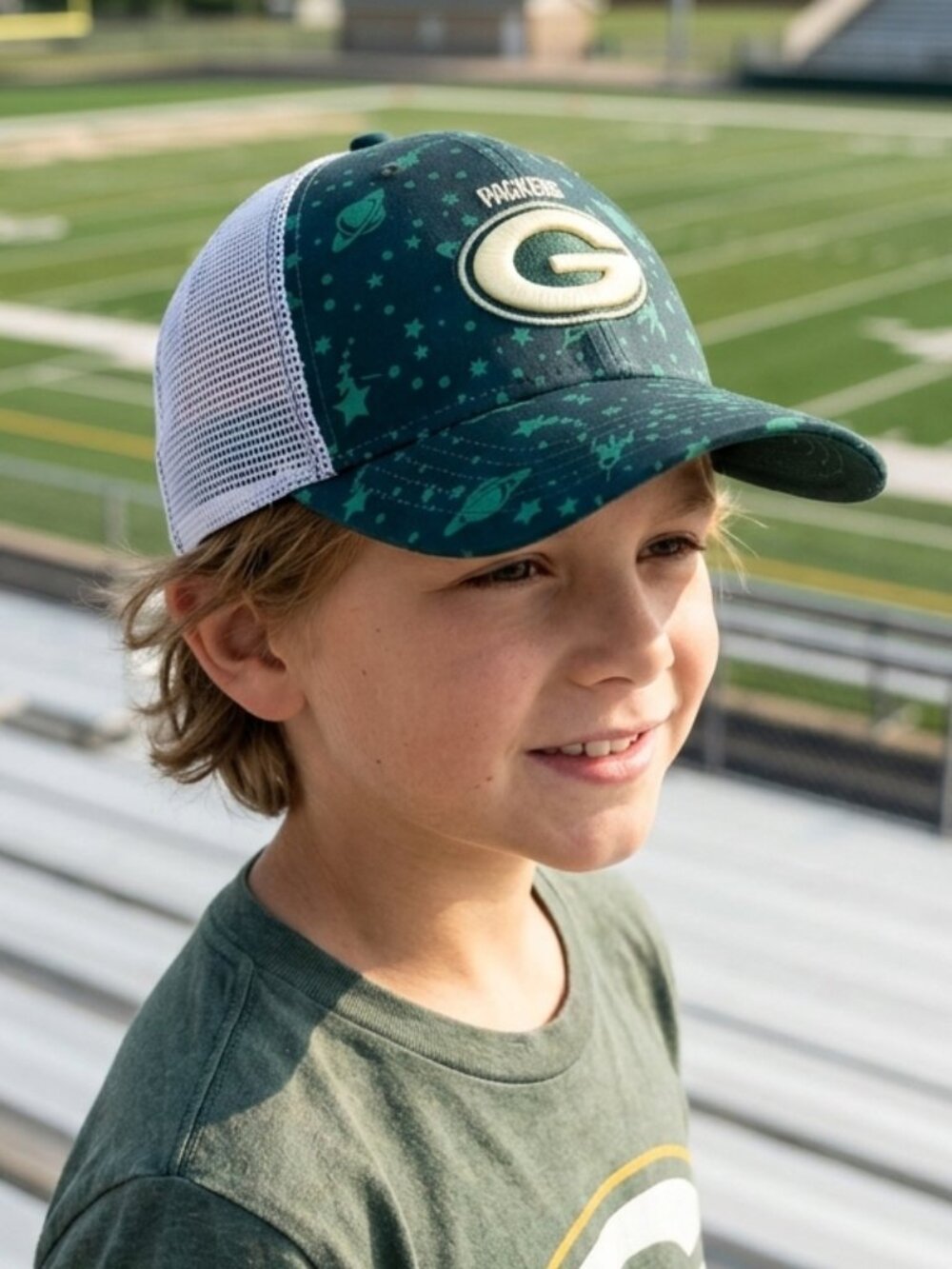 Green Bay Packers Youth Hat Mesh Back Adjustable Snapback Cap Green Gold
